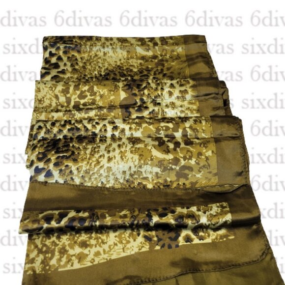 NEW Animal Print Olive Green and Black Long Rectangular Scarf - Picture 2 of 11